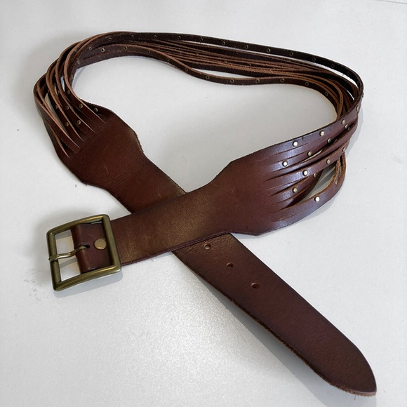 Linea Pelle Multi Strand Studded Brown Leather Belt L - Picture 12 of 12